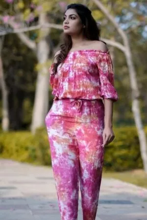 Purelylush Pink and White Tie & Dye Co-Ord Set