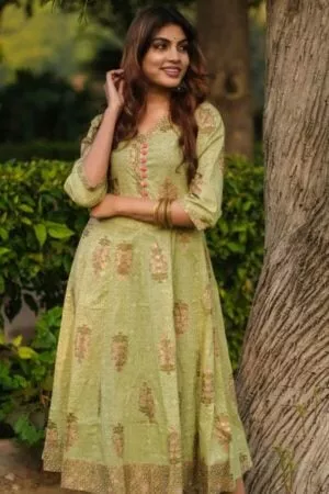 Purelylush Stylish Olive Cotton A-line Dress