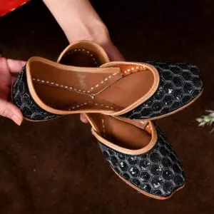 Black Sequin Women Punjabi Mojari
