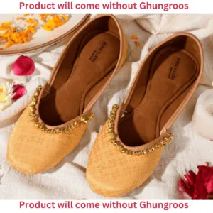 Jutti For Women Sequin Gold Punjabi Jutti Without Ghungroo