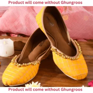 Jutti For Women Yellow Checks Punjabi Jutti Without Ghungroo