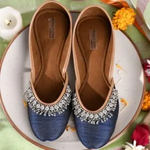 Embellished Blue Foam Punjabi Jutti for Women