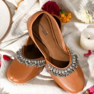 Embellished Tan Foam Punjabi Jutti for Women