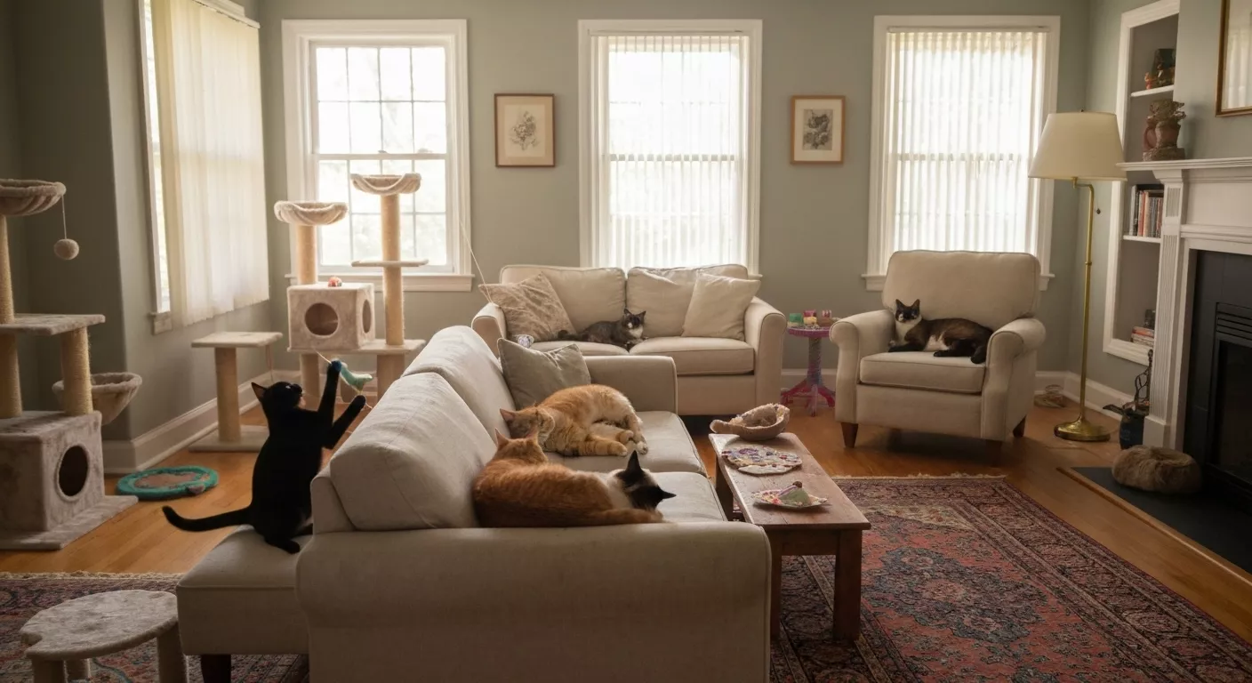 Calm multi-cat home interior