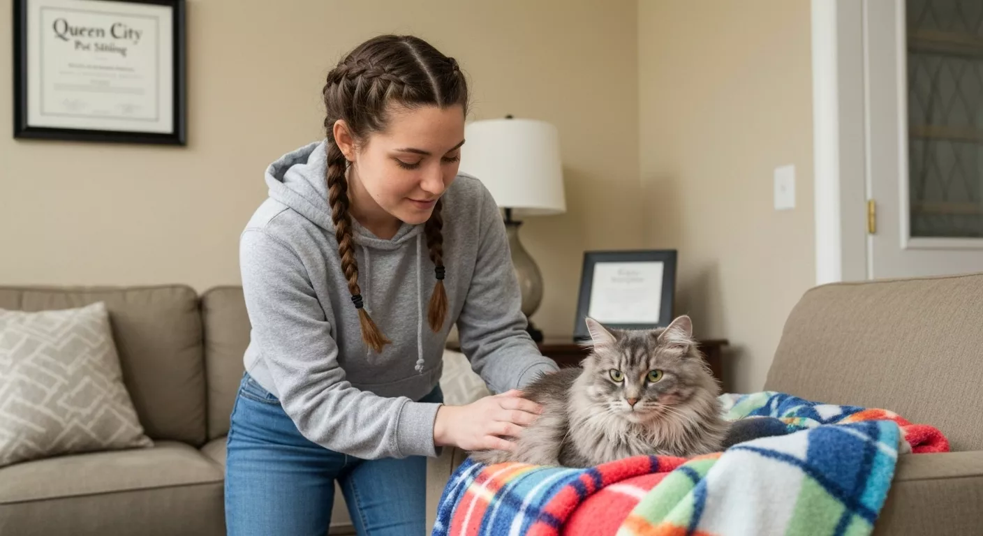 Professional cat sitter with certificate