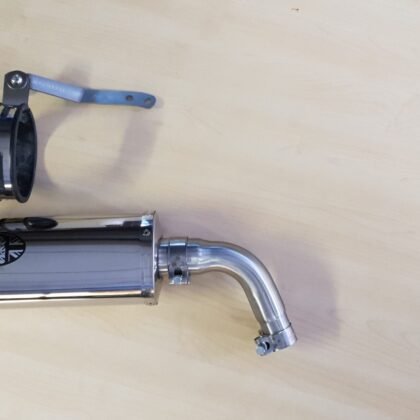 Benelli TNT125 TNT135 Tornado +TNT Naked De-Cat Down-Pipe Exhaust header and Rear Silencer, UK Made benelli tnt125 exhaust side view
