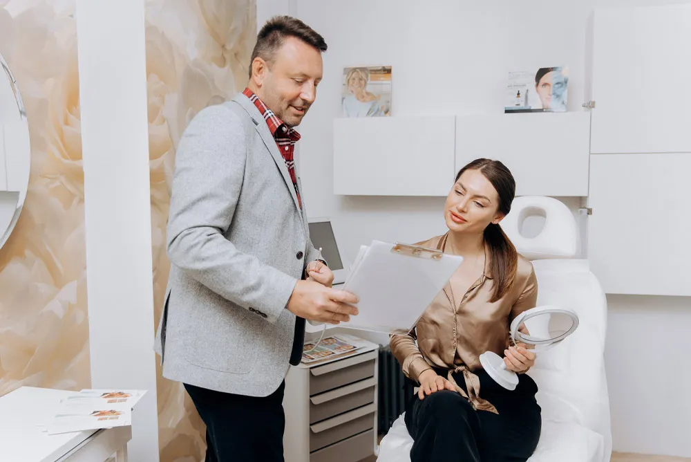 woman getting botox consultation in nyc