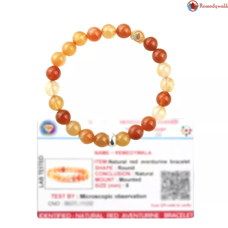 Red Aventurine Bracelet 8mm, Red Aventurine Bracelet with Ring Charm