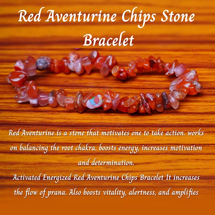 Remedywala Charged Activated Energized Red Aventurine Chips Bracelet