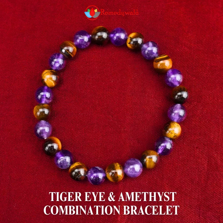 Buy Tiger Eye Amethyst Combination Bracelet 8mm Remedywala