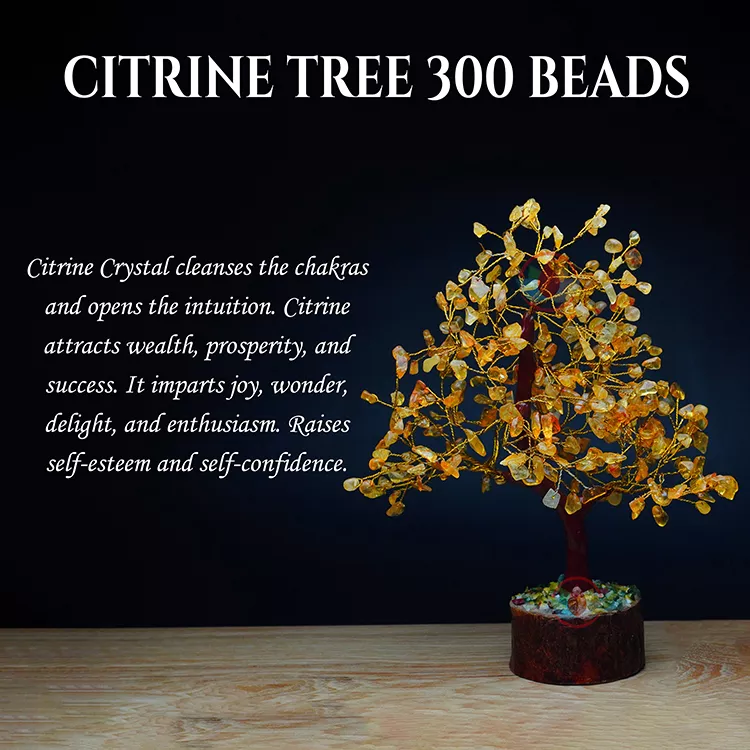 Citrine Tree 300 Beads Healing Gemstone Decor for Energy Luck