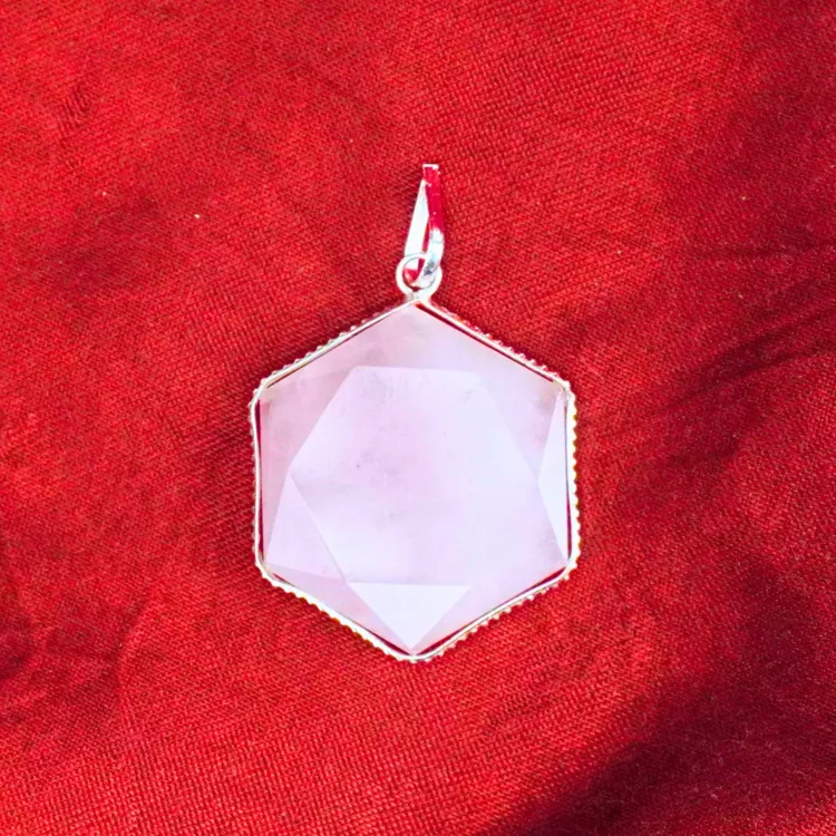 Buy Rose Quartz David Star Shape Frame Pendant – Love,