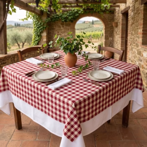 Tovaglia antimacchia ristorante quadretto bianco rosso