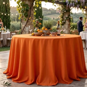 Tovaglia rotonda per ristorante colore arancio