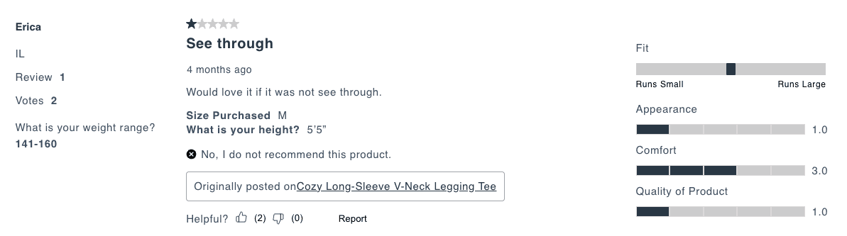 Dealing With Bad Online Store Reviews? 5 Ways to Turn Them Into Advantages 9 Negative customer review on Abercrombie due to poor product quality.