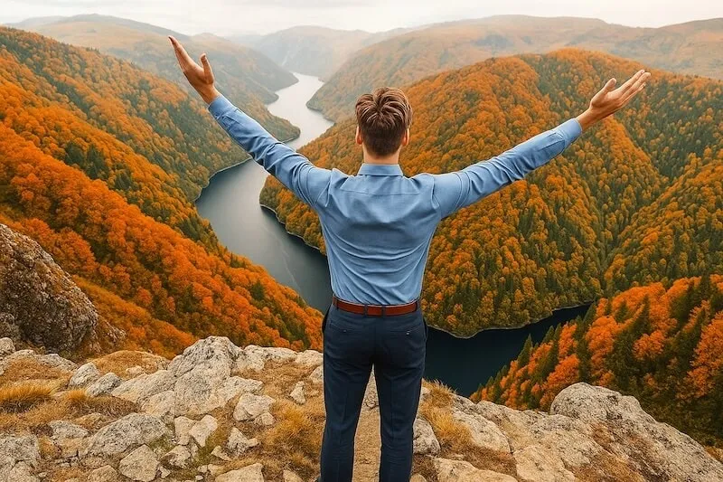 Stephen Covey - FĂĽhrungskraft auf Berggipfel