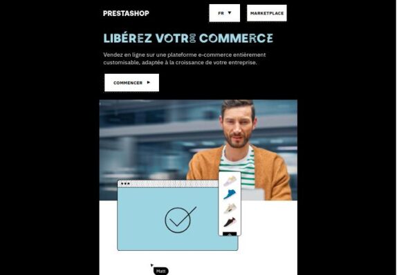 capture de l'interface de prestashop pour la crรฉation d'un site e-commerce