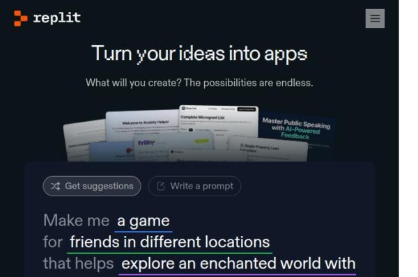 capture de replit, plateforme pour crรฉer des applications