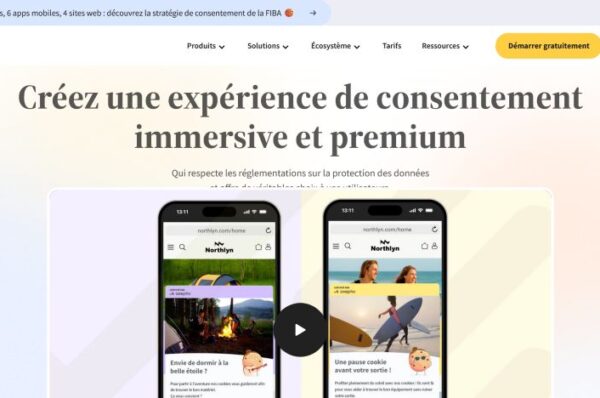 deux smartphones affichant des exemples d'expรฉrience utilisateur pour le consentement aux cookies