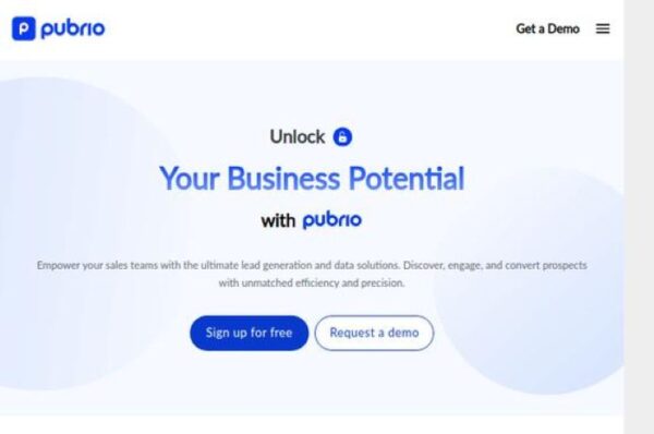page d'accueil de pubrio, plateforme de gรฉnรฉration de leads et de donnรฉes pour les รฉquipes commerciales.