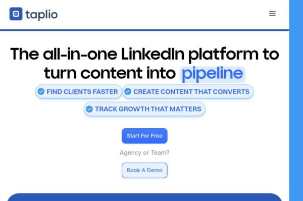 capture d'รฉcran de la page d'accueil de taplio