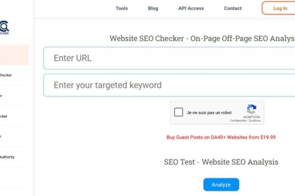 capture d'รฉcran de l'outil de vรฉrification seo