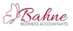 Logo of Bahne Business Accountants with a stylized pink butterfly next to the company name in elegant font.