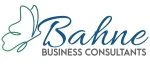 Bahne Business Consultants logo with stylized butterfly design, featuring elegant blue and green script.