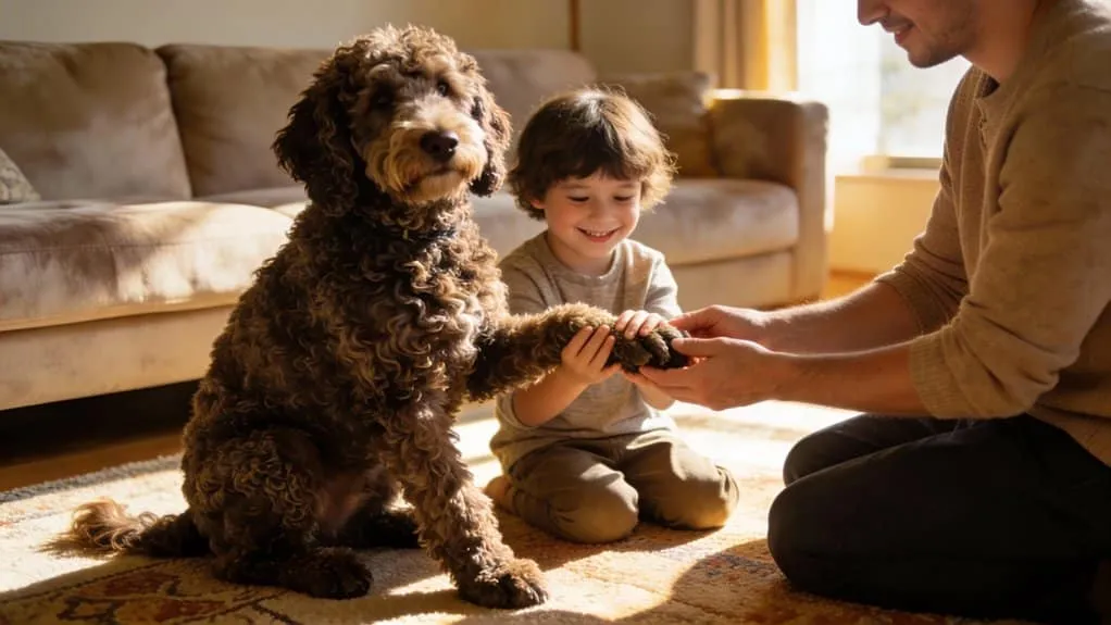 Lagotto romagnolo dans une famille avec des enfants : ร quoi faut-il faire attention? 4 Zacht omgaan en speeltijdtraining