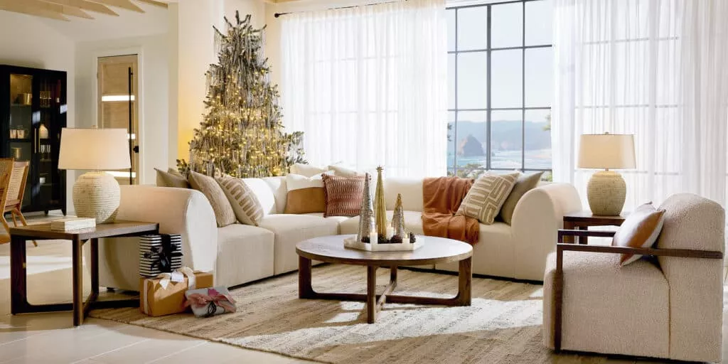 holiday decor in the living room