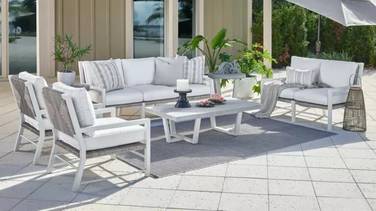 outdoor set with a sofa and two loveseats