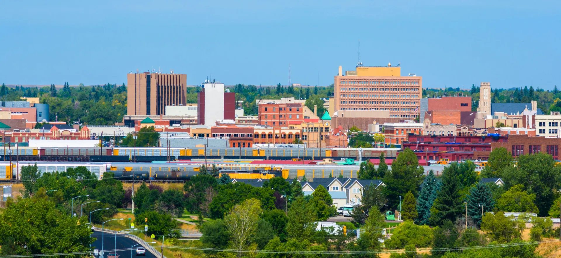 Cheyenne Wyoming Downtown Skyline with Trains